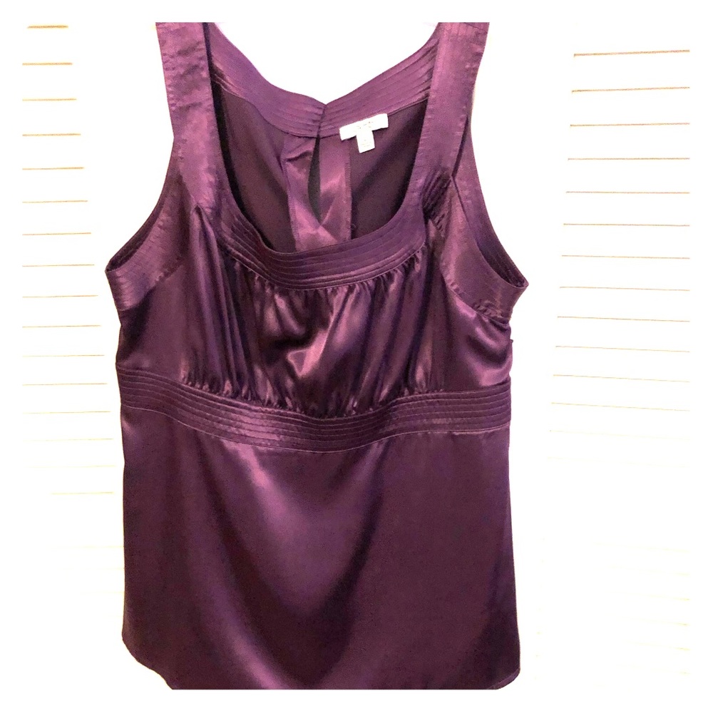 Like NEW! Silky, plum, dressy, tank with side zip